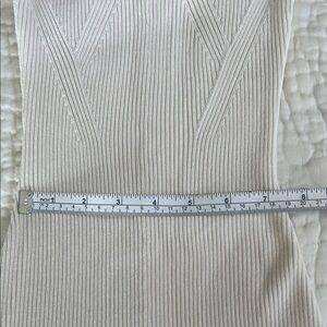 H&M White Strapless Bandeau tube cotton ribbed creme  maxi dress